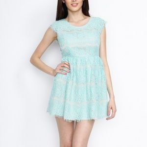 A.PEACH Romantic Mint Lace Babydoll Dress